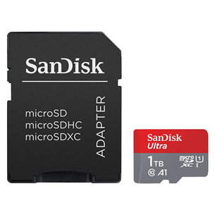 SanDisk Ultra microSDXC, 1 ТБ, серый - Карта памяти MicroSD с SD-адаптером