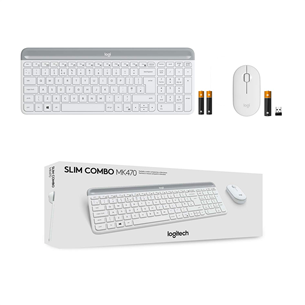 Logitech Slim Combo MK470, US, white - Wireless Desktop