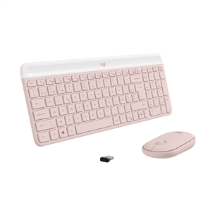 Klaviatūra ir pelė Logitech Slim Combo MK470, US, rožinė