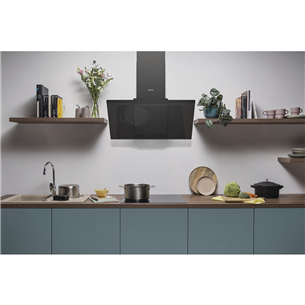 Hisense, 650 m³/h, width 90 cm, black - Cooker Hood