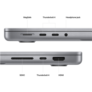 Nešiojamas kompiuteris Apple MacBook Pro 14 (2023), M2 Pro 10C/16C, 16GB, 512GB, SWE, space gray