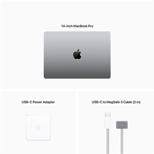 Nešiojamas kompiuteris Apple MacBook Pro 14 (2023), M2 Pro 10C/16C, 16GB, 512GB, SWE, space gray