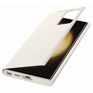 Dėklas Samsung Galaxy S23 Ultra, Smart View Wallet, smėlio spalvos