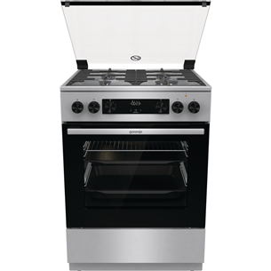 Gorenje, 71 L, width 60 cm, stainless steel - Gas cooker with electric oven GKS6C70XF