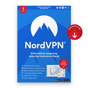 NordVPN Standard - Skaitmeninio saugumo programinės įrangos 1-erių metų prenumerata skirta 6 įrenginiams NV1C1Y-NSLT-E