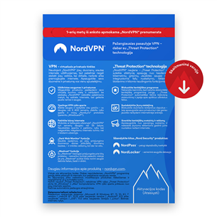 NordVPN Standard - Skaitmeninio saugumo programinės įrangos 1-erių metų prenumerata skirta 6 įrenginiams