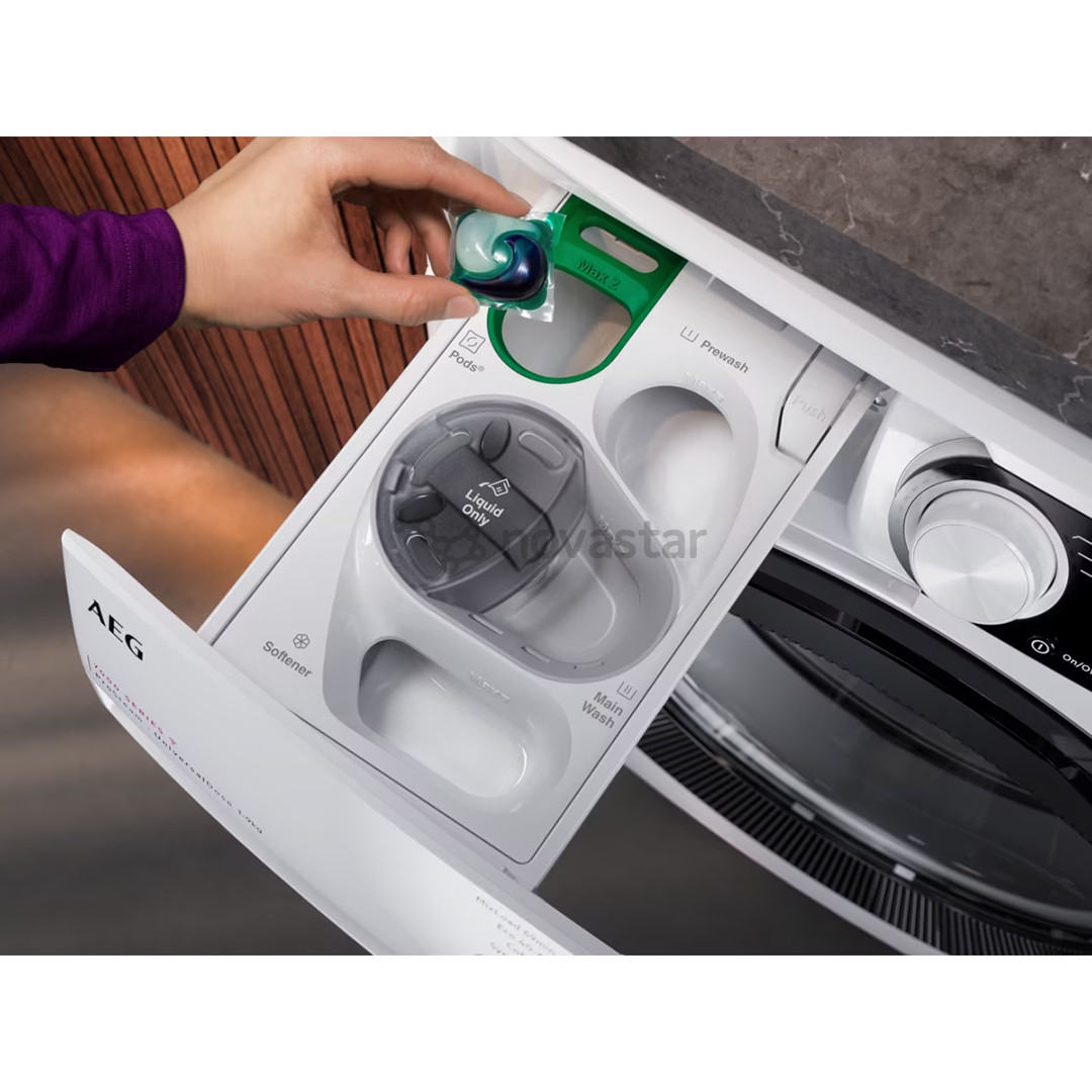 AEG 7000 Series, 9 kg, gylis 63.1 cm, 1600 aps./min., balta - Skalbimo mašina