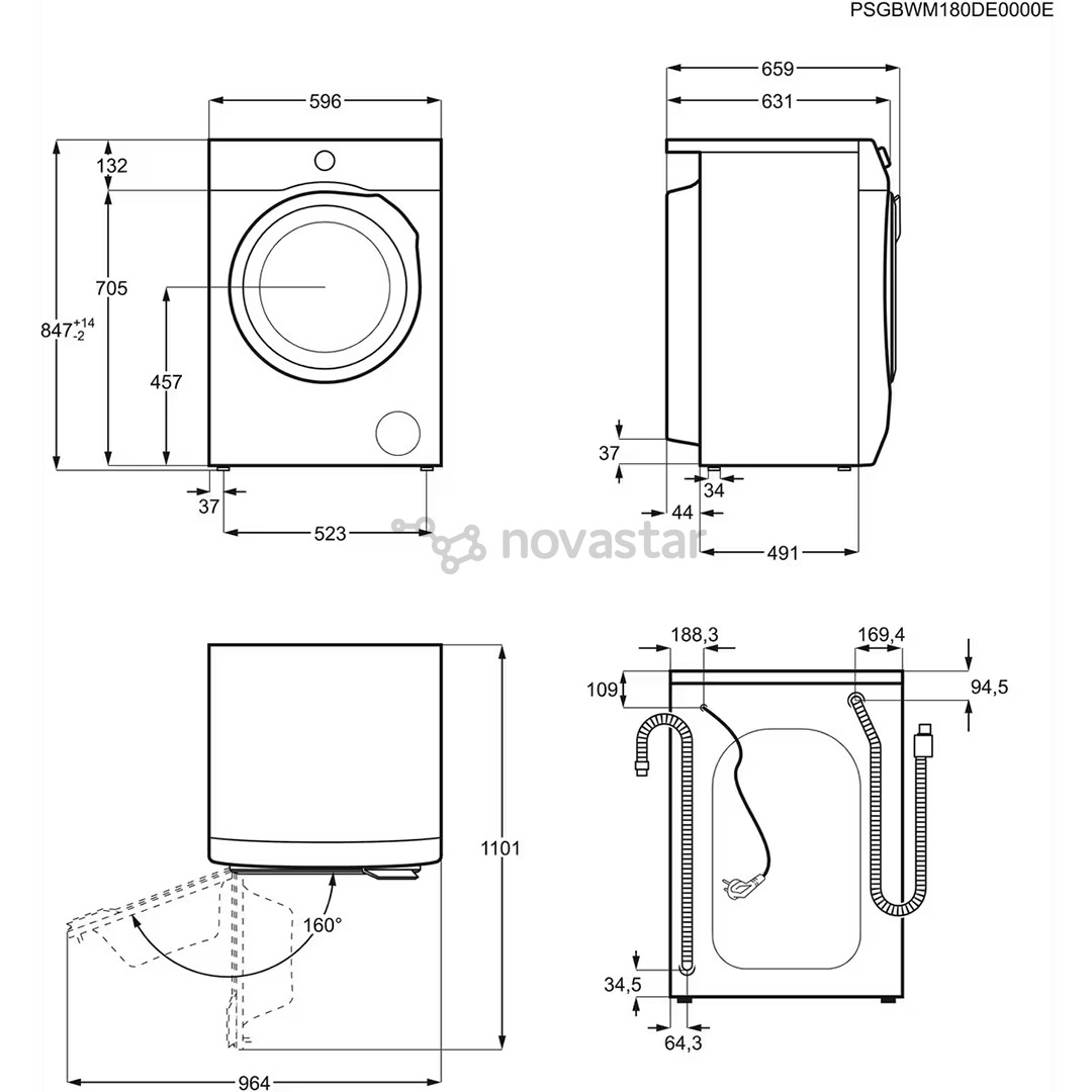 AEG 7000 Series, 9 kg, gylis 63.1 cm, 1600 aps./min., balta - Skalbimo mašina