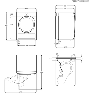 AEG 9000 Series, heat pump, 9 kg, depth 63.8 cm - Clothes Dryer