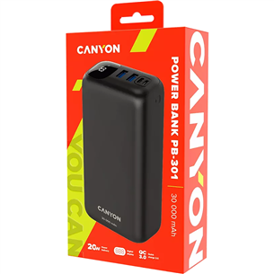 Canyon PB-301, 30 000 мАч, USB-A, USB-C, черный - Внешний аккумулятор