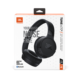 Belaidės ausinės JBL Tune 670NC, adaptive noise cancelling, juodos