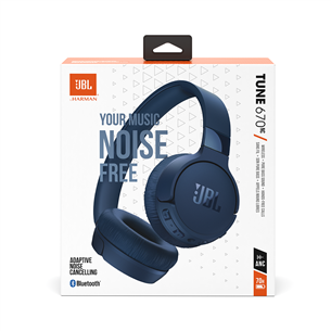 Ausinės JBL Tune 670NC, adaptive noise cancelling, blue, belaidės