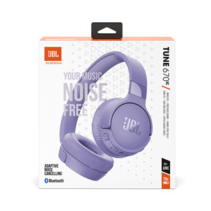 Belaidės ausinės JBL Tune 670NC, prisitaikantis triukšmo slopinimas, violetinės