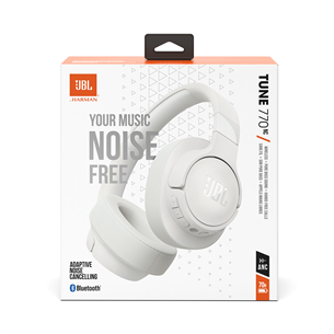 JBL Tune 770NC, adaptive noise cancelling, white - Belaidės ausinės