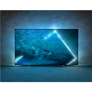 Philips OLED707, 55", 4K UHD, OLED, боковые ножки, серебристый - Телевизор