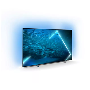 Philips OLED707, 65", OLED, Ultra HD, боковые ножки, серебристый - Телевизор
