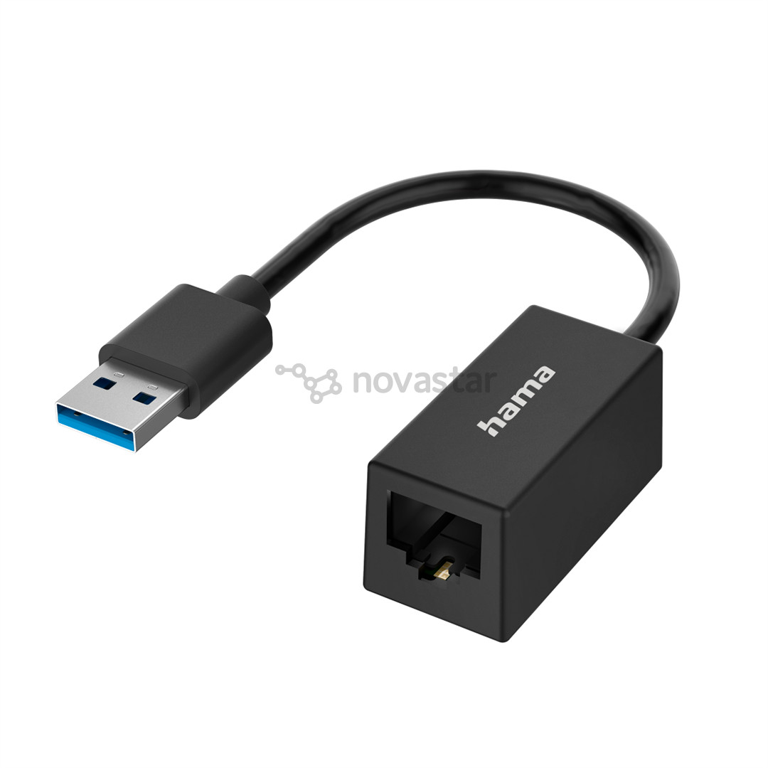 Adapteris Hama Network Adapter, USB-A -> LAN, black