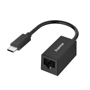 Adapteris Hama Network Adapter, USB-C -> LAN, black 00300023