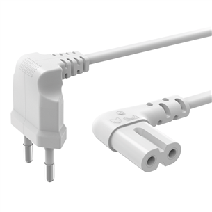 Maitinimo laidas Hama Power Cord, 2-pin, angled, 3 m, white