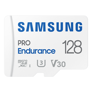 Samsung PRO Endurance, microSDXC + SD-адаптер, 128 ГБ, белый - Карта памяти