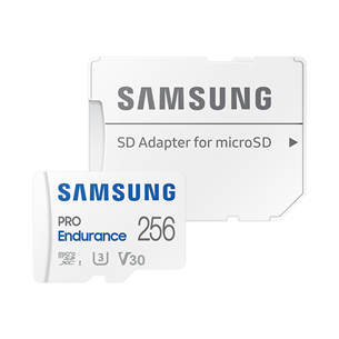 Samsung PRO Endurance, microSDXC + SD-адаптер, 256 ГБ, белый - Карта памяти