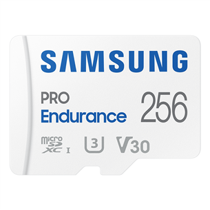 Samsung PRO Endurance, microSDXC + SD-адаптер, 256 ГБ, белый - Карта памяти