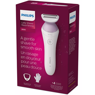 Philips Lady Shaver Series 6000, сухое и влажное использование, белый/сиреневый - Беспроводная бритва