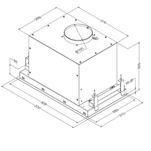 Built in hood, Novy 26052 Crystal, motor, 60cm, 600m3/h black