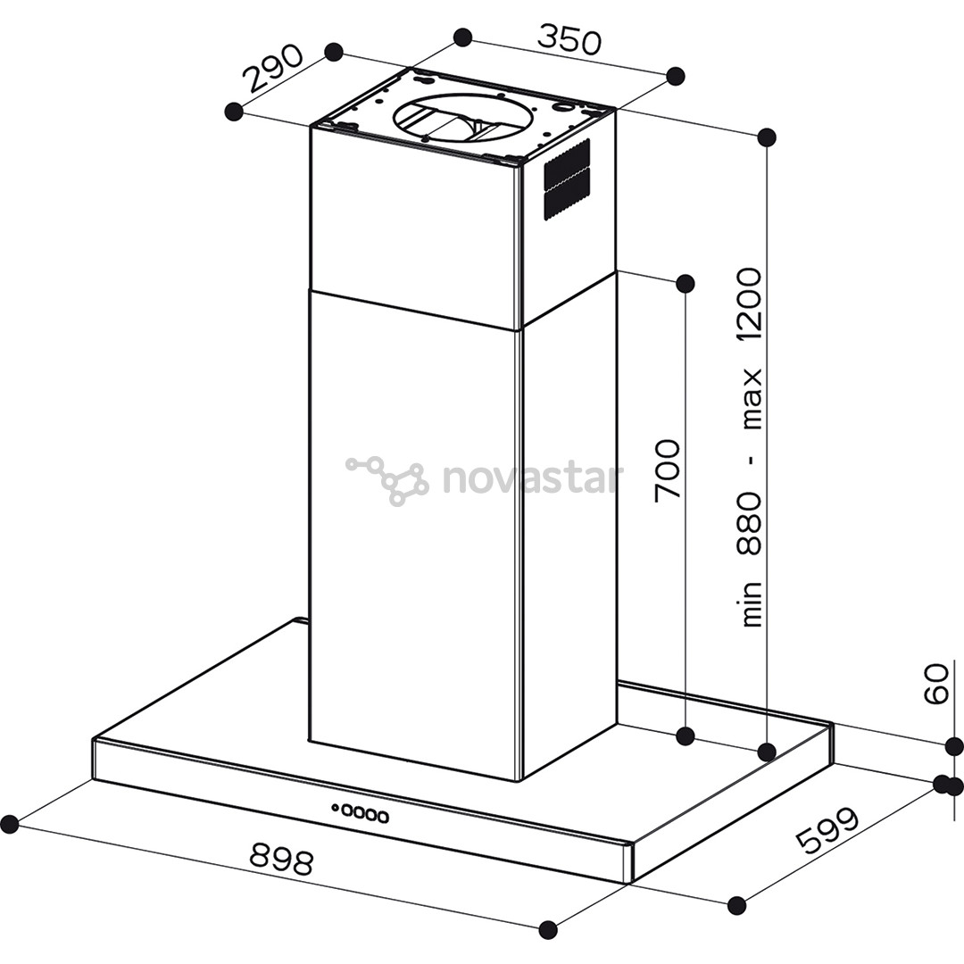 Faber STILO COMFORT ISOLA X A90, 710 m³/h, nerūdijantis plienas - Gartraukis