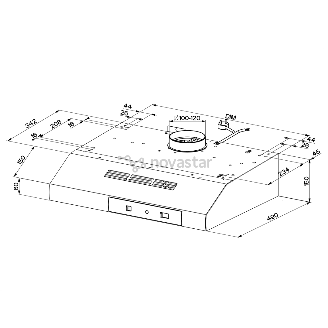 Faber 741 BASE X A50, 295 m³/h, nerūdijantis plienas - Gartraukis