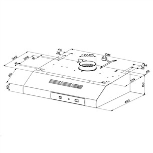 Faber 741 BASE X A60, 295 m³/h, nerūdijantis plienas - Gartraukis