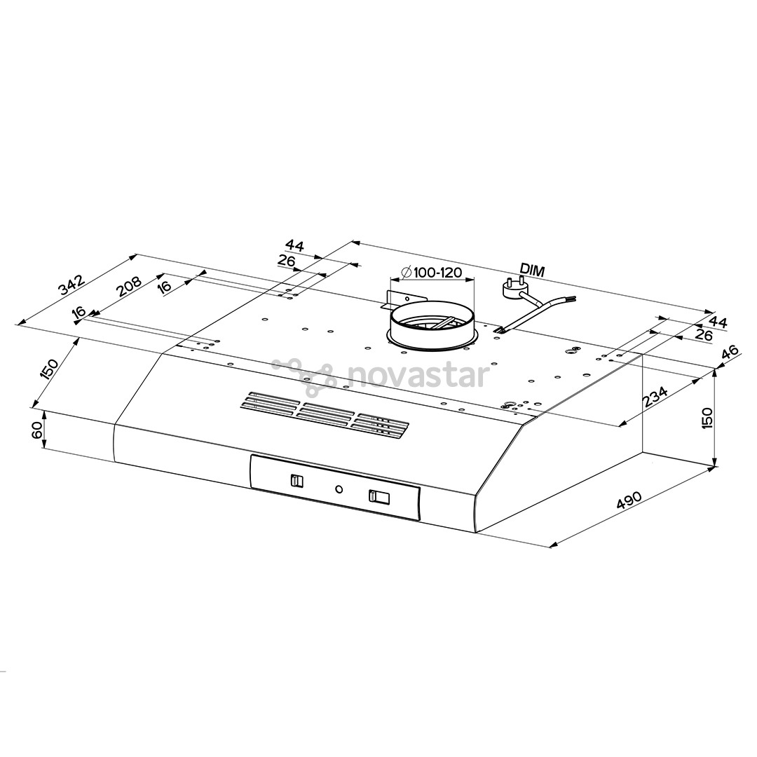 Faber 741 BASE X A60, 295 m³/h, nerūdijantis plienas - Gartraukis