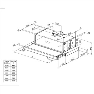 Faber FLEXA NG GLASS LUX BK A60, 420 m³/h, juodas - Įmontuojamas gartraukis