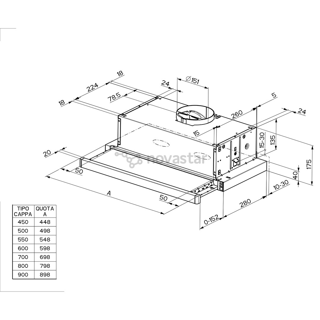 Faber FLEXA NG GLASS LUX BK A60, 420 m³/h, juodas - Įmontuojamas gartraukis