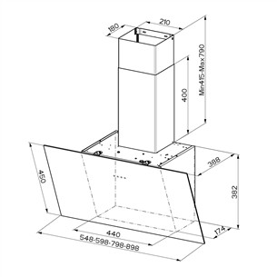 Faber TWEET EV8 LED BK A55, 710 м³/ч, черный - Вытяжка