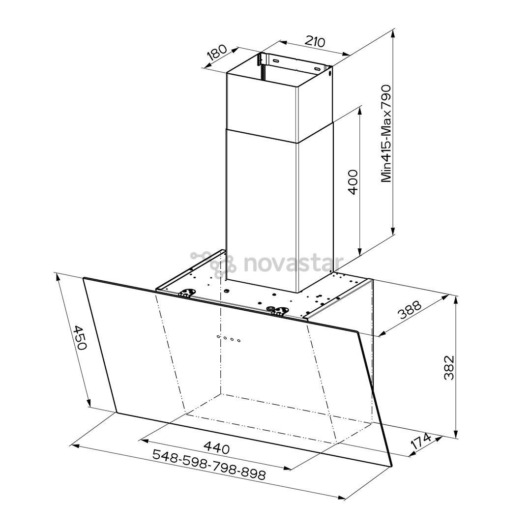 Faber TWEET EV8 LED BK A55, 710 м³/ч, черный - Вытяжка