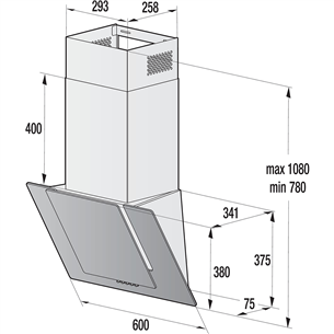 Hisense, 650 m³/h, 60 cm, black - Cooker hood