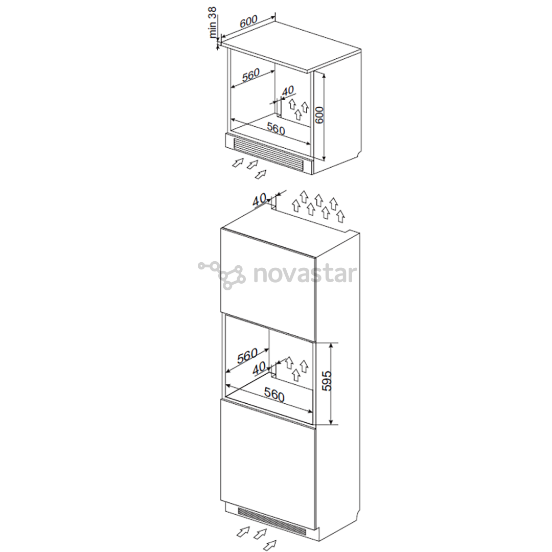 Orkaitė Hansa BOEI684605, 9 funkcijos, 77 L