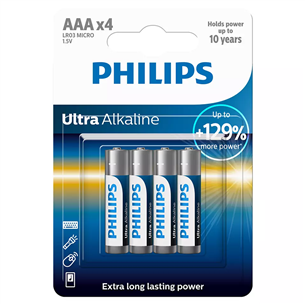 Elementai Philips Ultra Alkaline, AAA, 4 vnt. LR03E4B/10