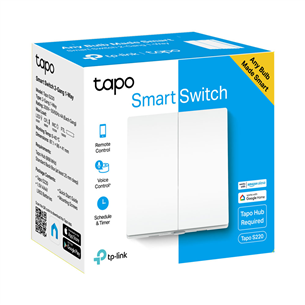 TP-Link Tapo S220, 2 канала, 1 направление, белый - Умный переключатель света