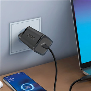 SBS Mini Wall Charger, USB-C, 45 W, juodas - Įkroviklis