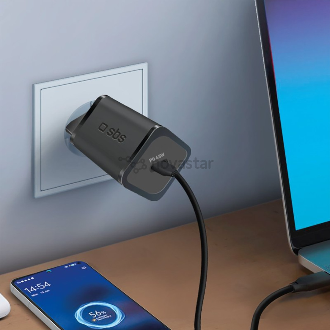 SBS Mini Wall Charger, USB-C, 45 W, juodas - Įkroviklis