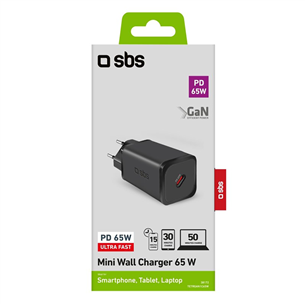 Įkroviklis SBS Mini Wall Charger, USB-C, 65 W
