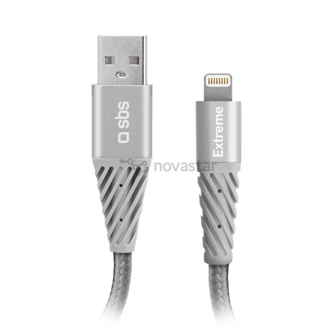 SBS Extreme Charging Cable, USB-A - Lightning, 1,5 м, серый - Кабель