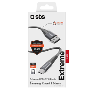 Laidas SBS Extreme Charging Cable, USB-A - USB-C, 1,5 m, gray