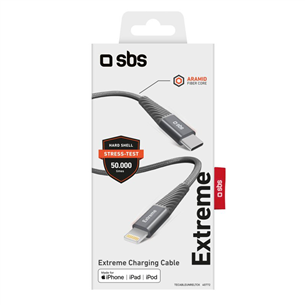 SBS Extreme Charging Cable, USB-C - Lightning, 1,5 m, gray - Cable