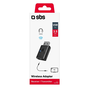 SBS Wireless adpater, USB-A, 3,5 мм, Bluetooth, черный - Беспроводной адаптер