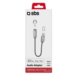 Adapteris SBS, Lightning - 3,5 mm jack, silver
