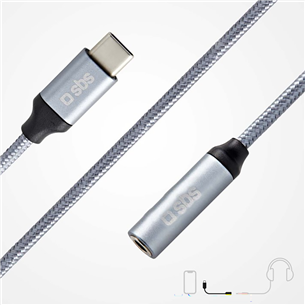 Adapteris SBS, USB-C - 3,5 mm jack, dark gray