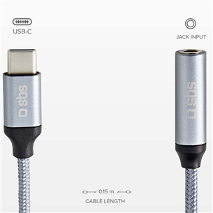 Adapteris SBS, USB-C - 3,5 mm jack, dark gray